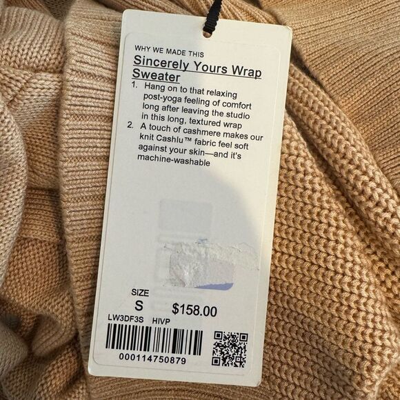 NWT New LULULEMON Sincerely Yours Wrap Sweater Heathered Ivory Peach Beige Tan S - Picture 6 of 6